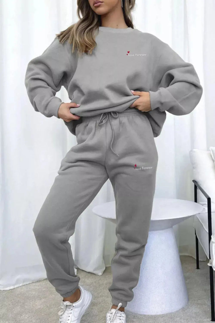 Round Neck Sweatshirt and Joggers Set STYLE SOURCE