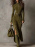 Full Size Slit Zipper Front Maxi Dress Plus Size STYLE SOURCE