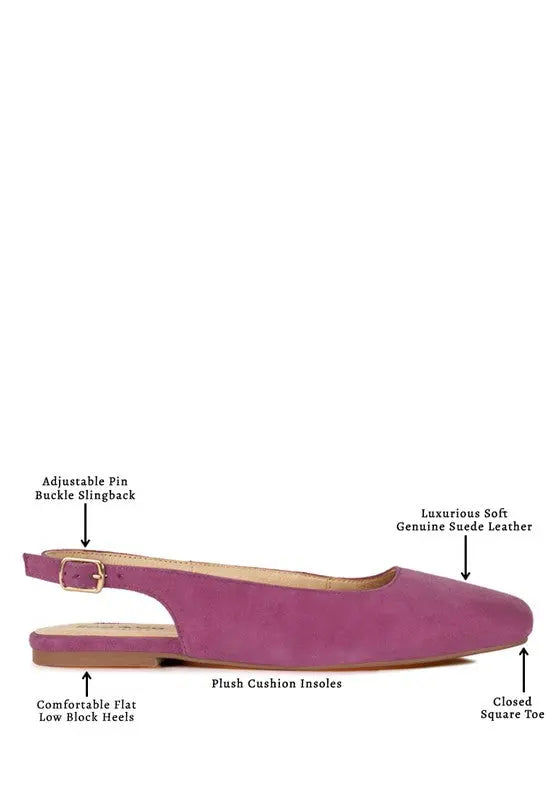 Sozani Genuine Suede Leather Slingback Flats STYLE SOURCE