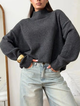 Mock Neck Dropped Shoulder Sweater STYLE SOURCE