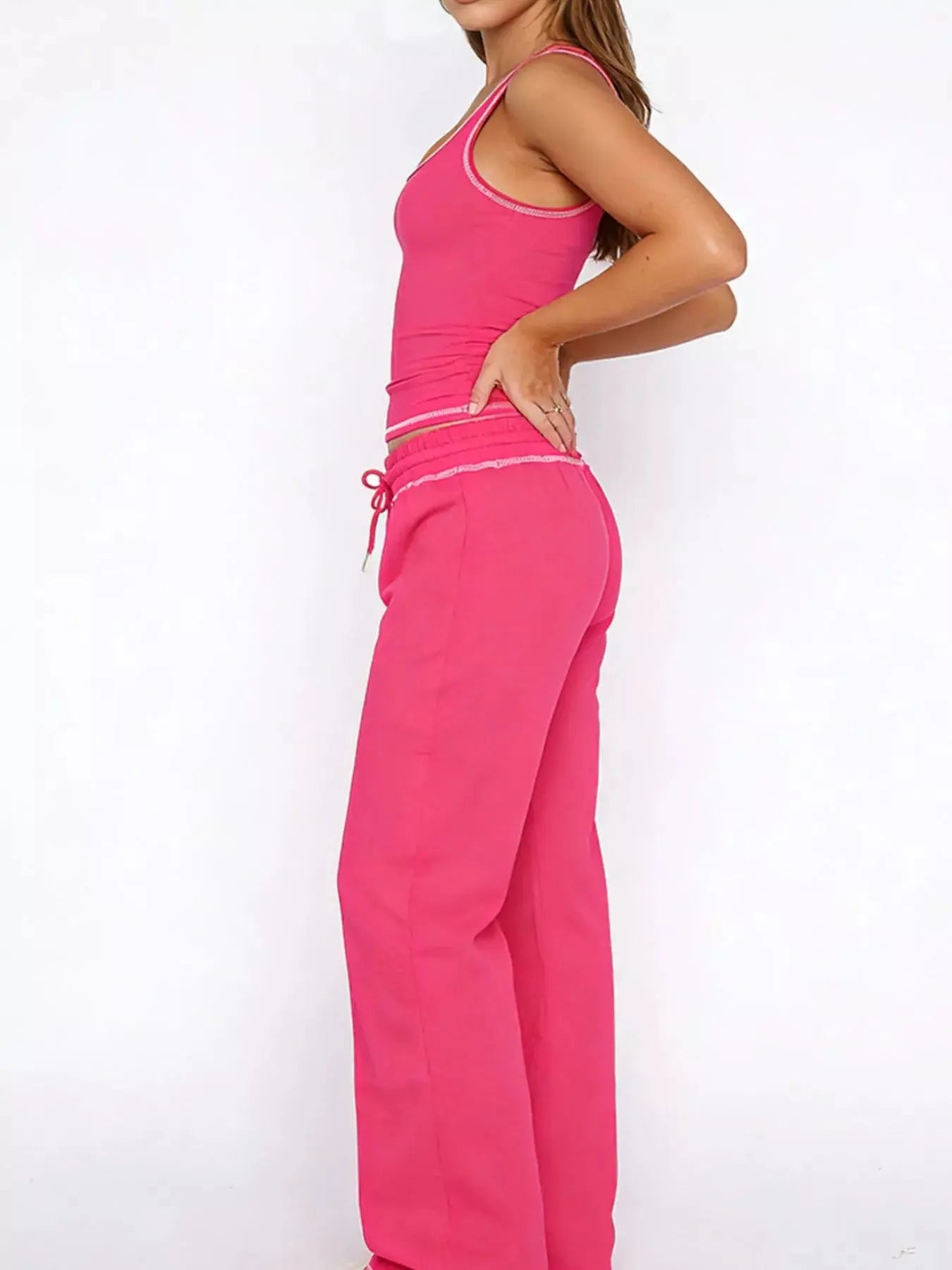 Scoop Neck Tank Top and Drawstring Pants Set STYLE SOURCE