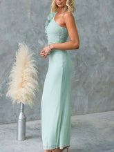 One-Shoulder Floral Trim Sleeveless Maxi Dress STYLE SOURCE