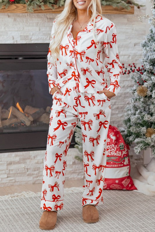 Christmas Bow Top and Pants Pajama Set STYLE SOURCE
