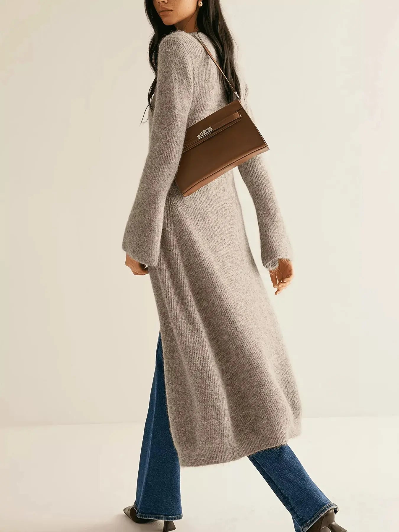 Longline Button-Down Bell Sleeve Cardigan STYLE SOURCE