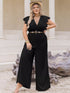 Plus Size Lace Cap Sleeve Wide Leg Jumpsuit STYLE SOURCE