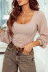 Textured Scoop Neck Long Sleeve Blouse STYLE SOURCE