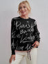 Letter Round Neck Drawstring Sweater STYLE SOURCE