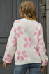 Floral Print Round Neck Dropped Shoulder Pullover Sweater STYLE SOURCE