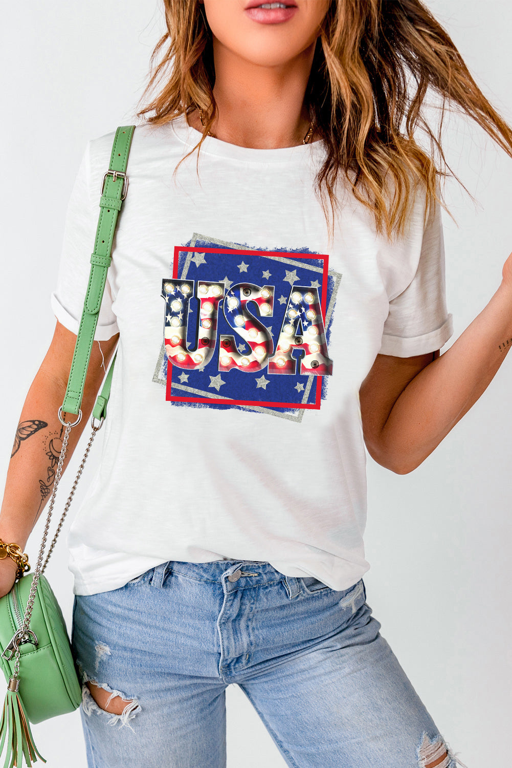 USA Graphic Round Neck Tee Shirt STYLE SOURCE