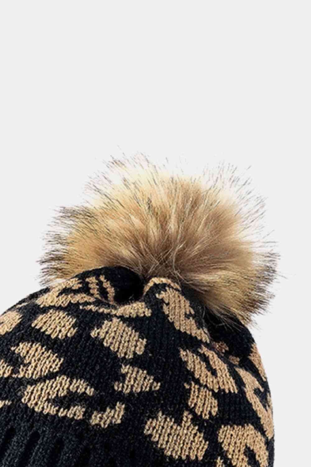 Leopard Pom-Pom Cuffed Beanie STYLE SOURCE