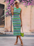 Striped Round Neck Sleeveless Midi Cover Up Dress STYLE SOURCE