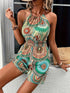 Printed Grecian Neck Romper STYLE SOURCE