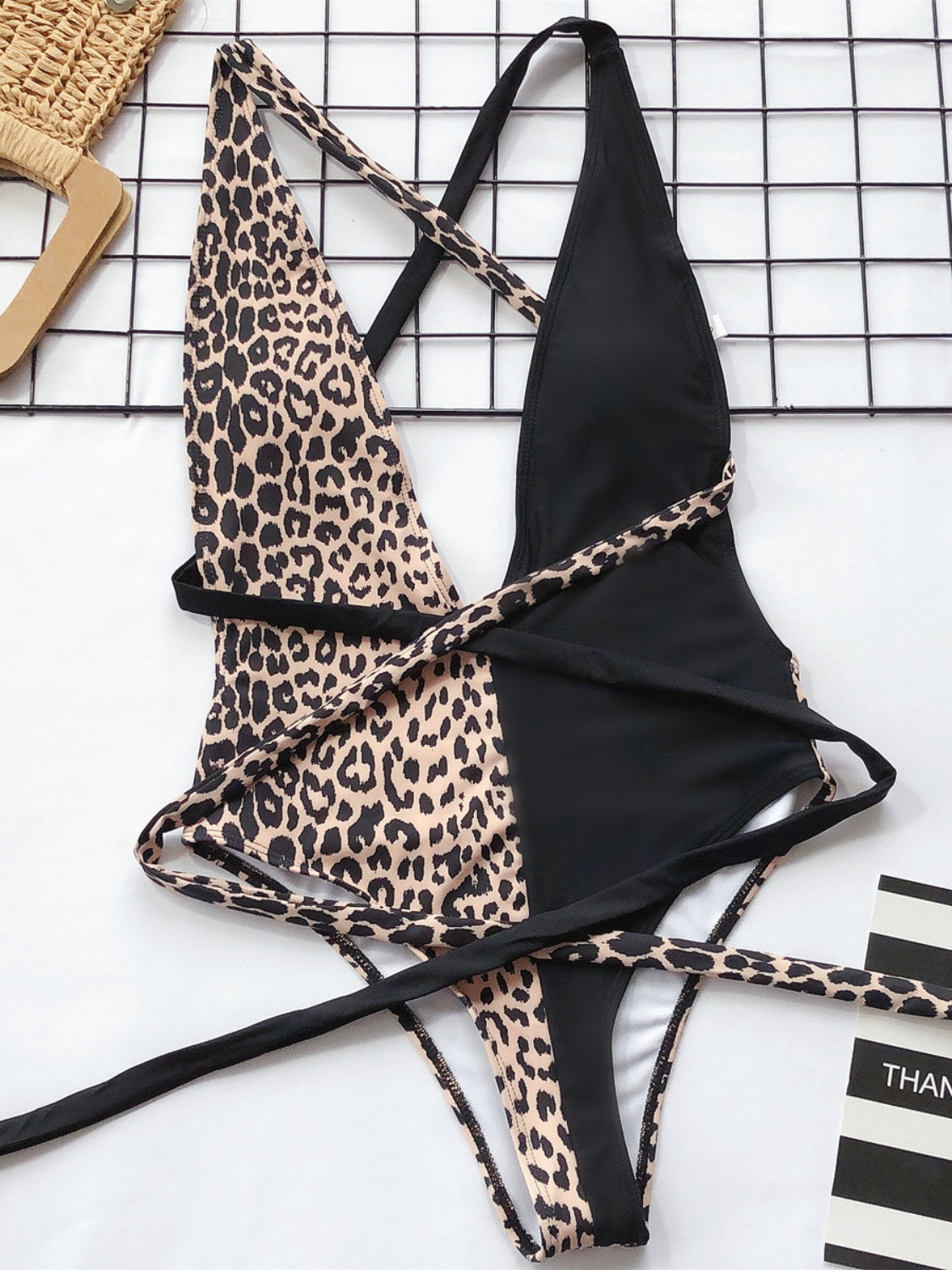 Tied Leopard Plunge One-Piece Swimwear STYLE SOURCE