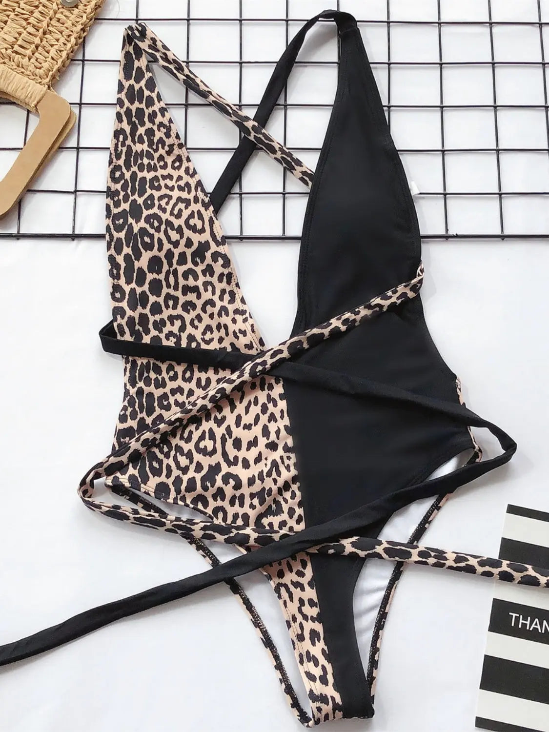 Tied Leopard Plunge One-Piece Swimwear STYLE SOURCE