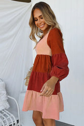 Color Block Square Neck Tiered Dress STYLE SOURCE