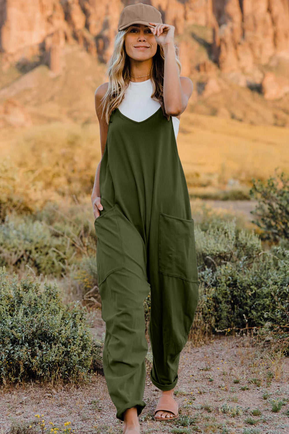 V-Neck Sleeveless Jumpsuit with Pocket STYLE SOURCE