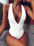 Halter Neck Deep V Tied One-Piece Swimsuit STYLE SOURCE