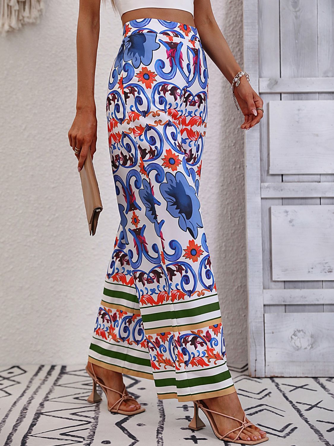 Printed High-Rise Wide Leg Pants STYLE SOURCE