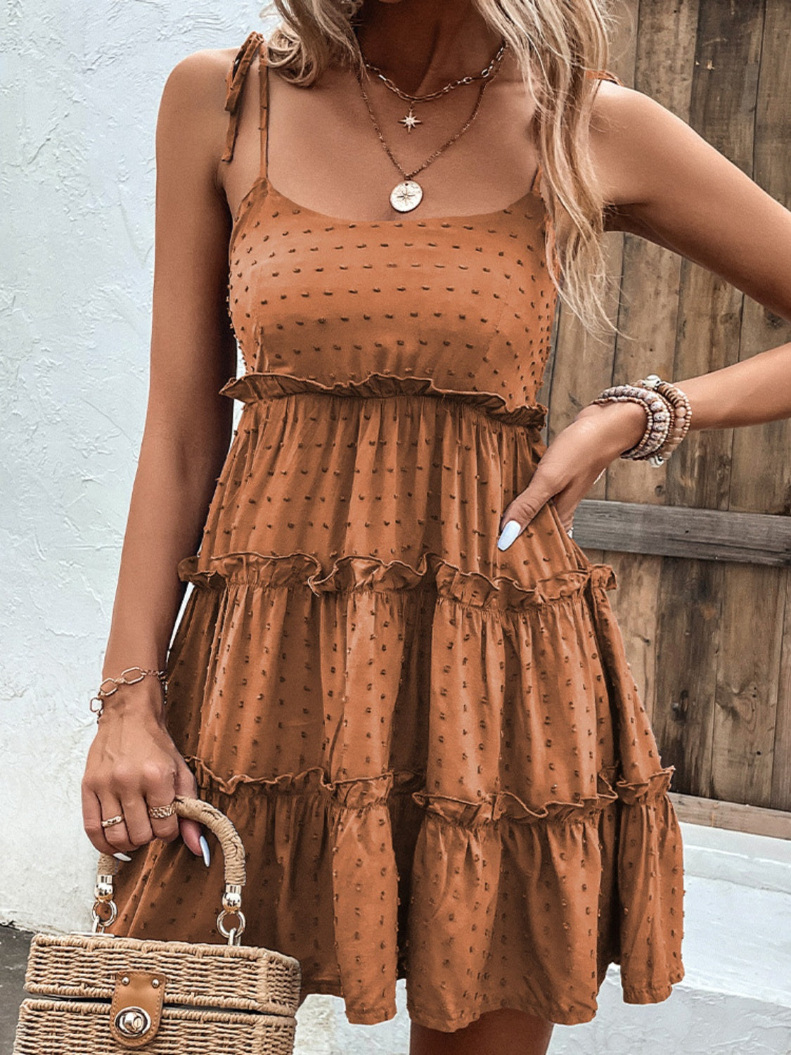 Frill Spaghetti Strap Tiered Dress STYLE SOURCE