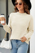 Waffle-Knit Round Neck Reglan Sleeve Sweater STYLE SOURCE
