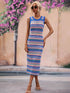 Striped Round Neck Sleeveless Midi Cover Up Dress STYLE SOURCE