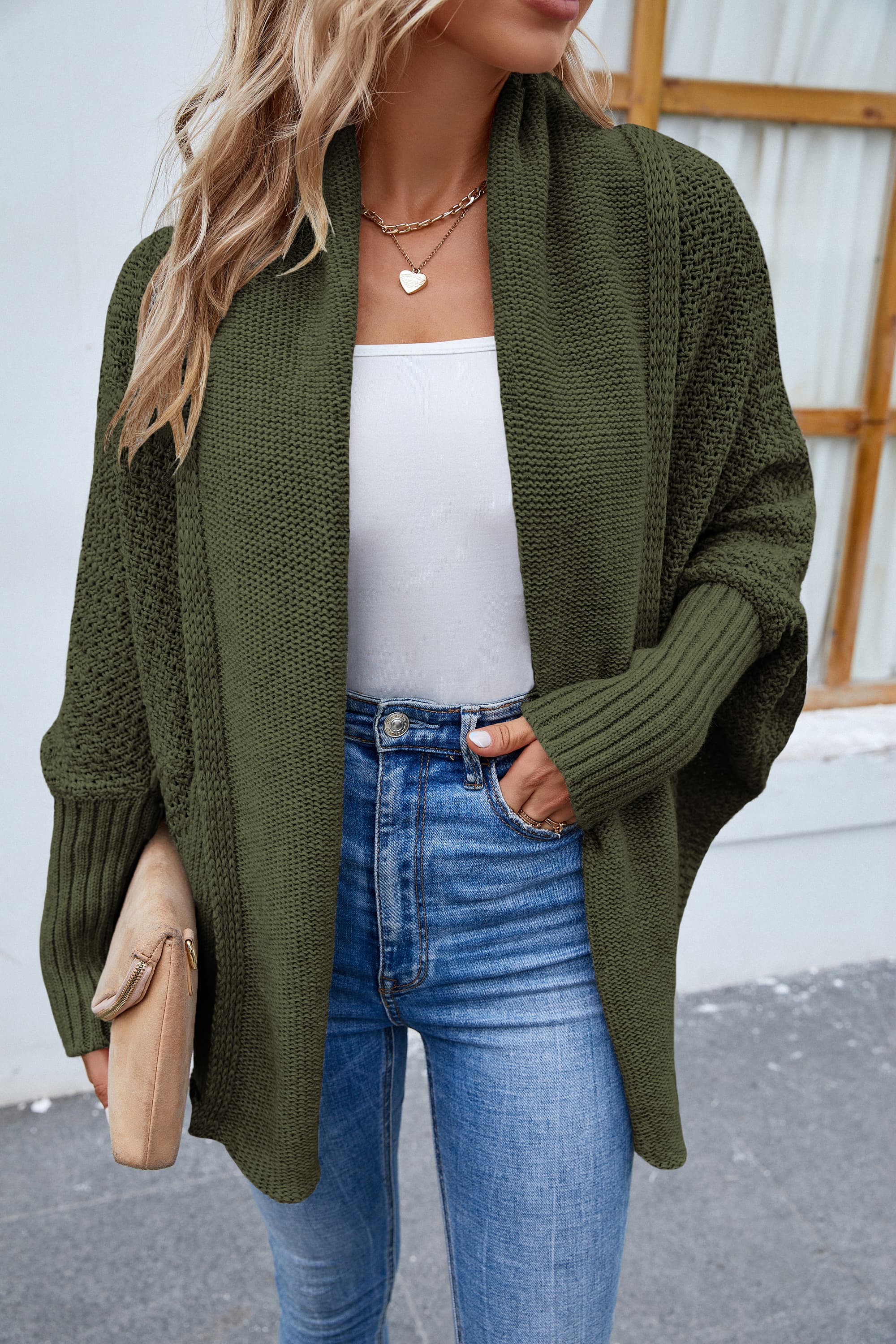 Open Front Long Sleeve Cardigan STYLE SOURCE