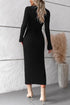 V-Neck Long Sleeve Ribbed Sweater Dress STYLE SOURCE