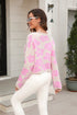 Round Neck Flower Pattern Dropped Shoulder Pullover Sweater STYLE SOURCE