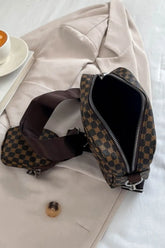 Geometric PU Leather Shoulder Bag with Small Purse STYLE SOURCE