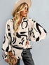 Printed Lantern Sleeve Button-Up Shirt STYLE SOURCE