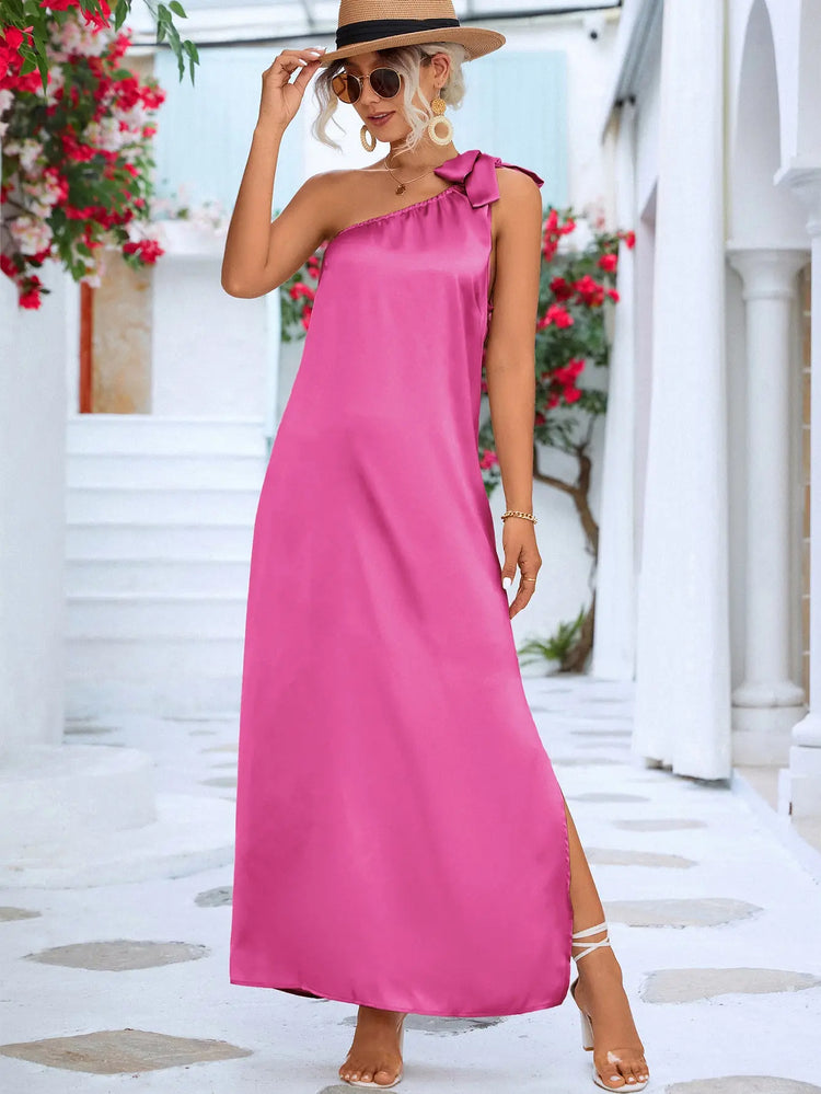 One-Shoulder Slit Maxi Dress STYLE SOURCE
