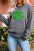 Lucky Clover Sequin Round Neck Sweatshirt STYLE SOURCE