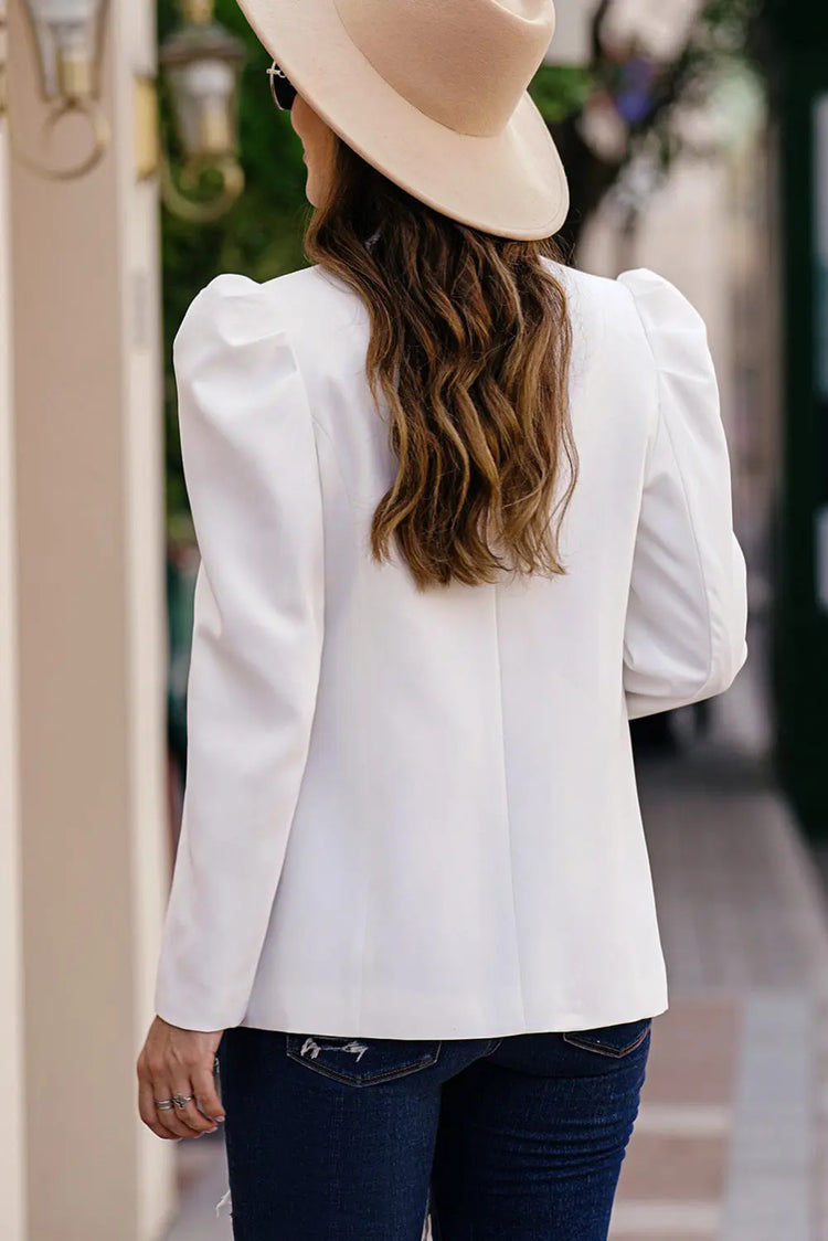 Puff Sleeve Shawl Collar Blazer STYLE SOURCE