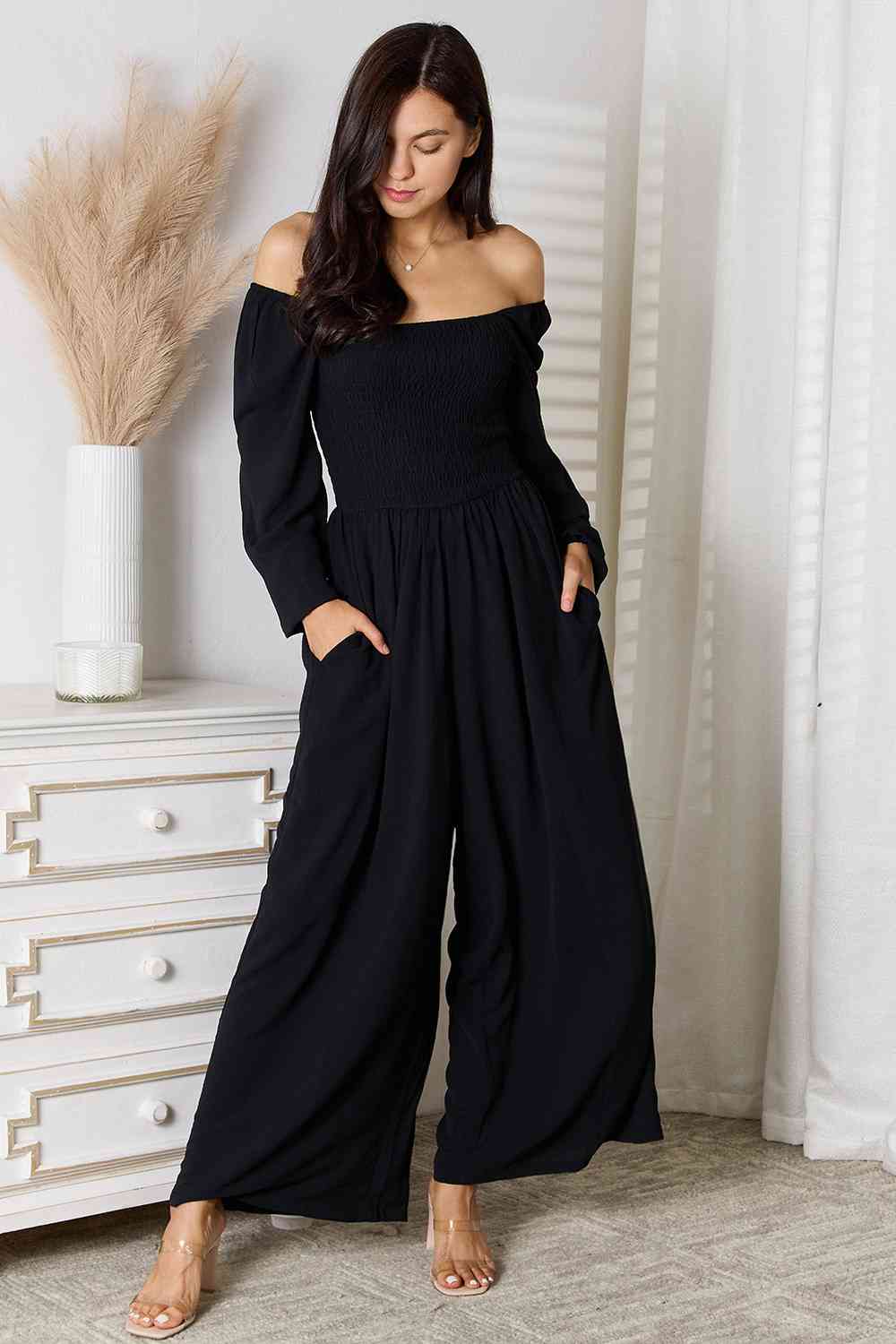 Double Take Square Neck Jumpsuit with Pockets STYLE SOURCE