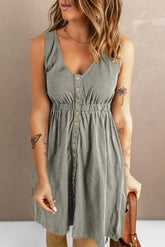 Sleeveless Button Down Mini Dress STYLE SOURCE