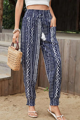 Geometric Print Tassel High-Rise Pants STYLE SOURCE