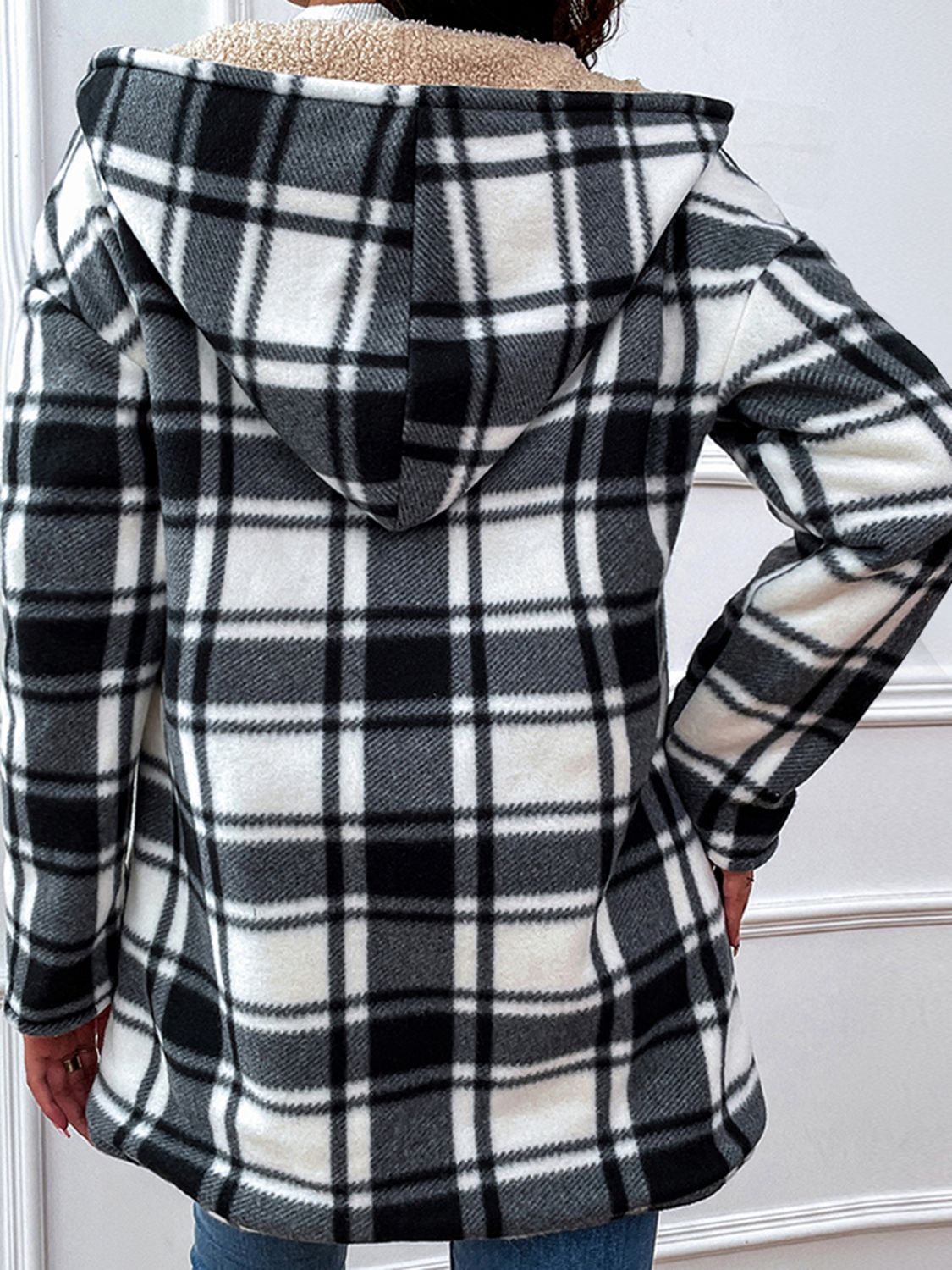 Plaid Hooded Longline Coat STYLE SOURCE