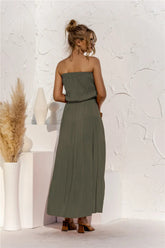 Strapless Tie Waist Tiered Maxi Dress STYLE SOURCE