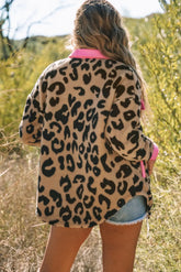 Leopard Contrast Teddy Shacket with Pockets STYLE SOURCE