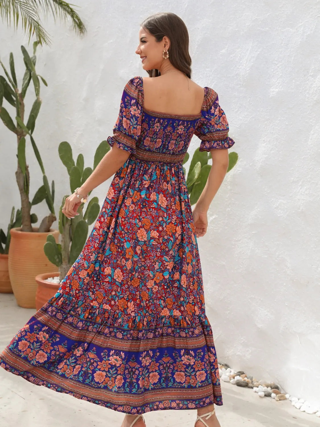 Floral Flounce Sleeve Midi Dress STYLE SOURCE