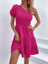 One-Shoulder Smocked Tiered Dress STYLE SOURCE