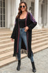 Double Take Geometric Fringe Hem Open Front Duster Cardigan STYLE SOURCE