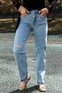 Distressed Straight Jeans STYLE SOURCE