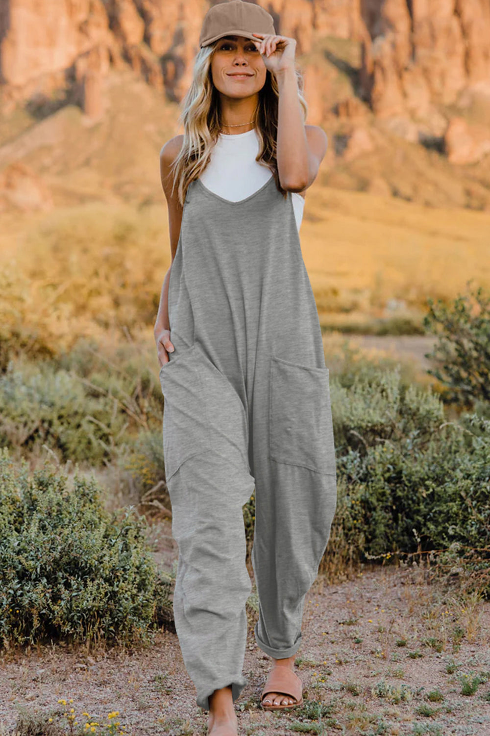 Double Take  V-Neck Sleeveless Jumpsuit with Pocket STYLE SOURCE