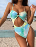 Cutout Tie-Dye Spaghetti Strap One-Piece Swimwear STYLE SOURCE