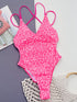 Leopard Plunge Spaghetti Strap One-Piece Swimwear STYLE SOURCE