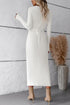 V-Neck Long Sleeve Ribbed Sweater Dress STYLE SOURCE