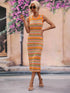 Striped Round Neck Sleeveless Midi Cover Up Dress STYLE SOURCE