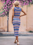 Striped Round Neck Sleeveless Midi Cover Up Dress STYLE SOURCE