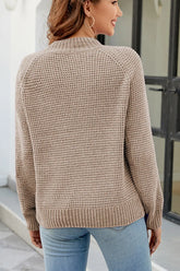 Waffle-Knit Round Neck Reglan Sleeve Sweater STYLE SOURCE